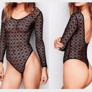 Victoria's Secret Long Sleeves XS/S Black Lace Teddy Bodysuit